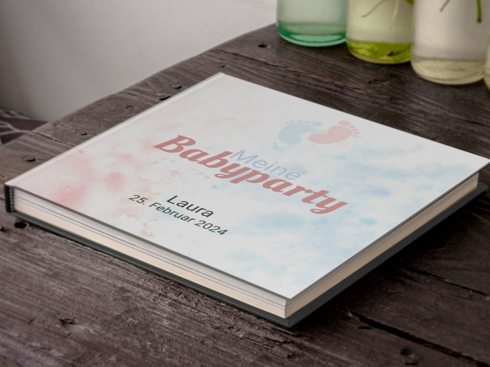 Babyparty Gästebuch personalisiert - Gender Reveal - ymemos