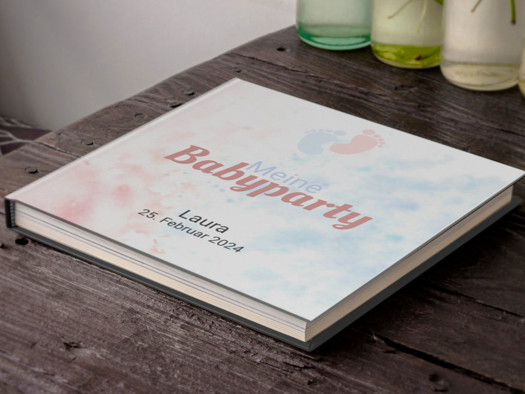 Babyparty Gästebuch personalisiert - Gender Reveal - ymemos