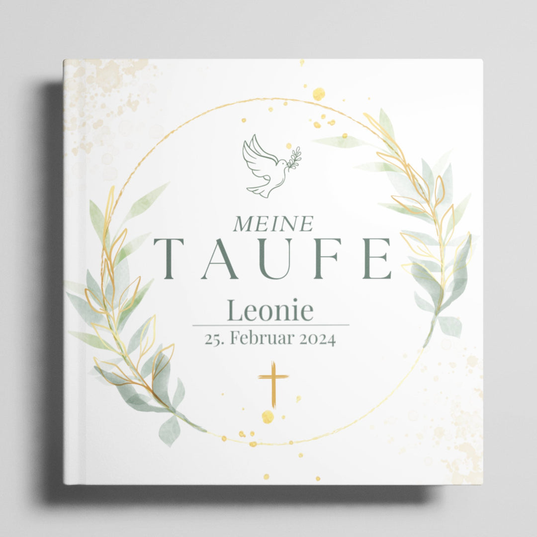 Personalisiertes Taufe Gästebuch greenery - ymemos